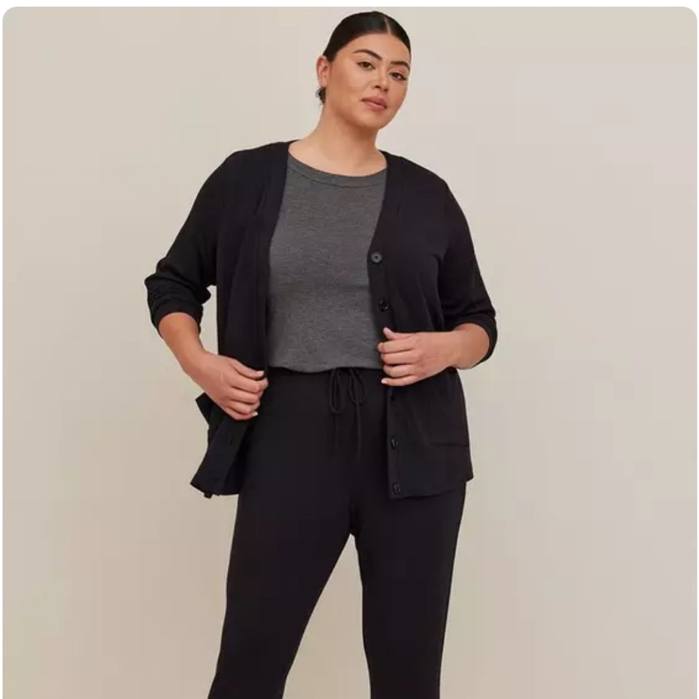 Torrid Dream Fleece Cardigan Womens 4X Black Button Front Plus Size NWT